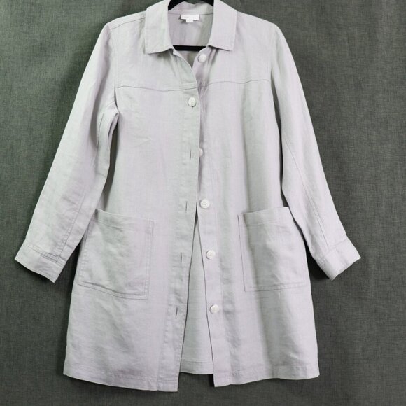 J. Jill Love Linen Artist Coat Jacket Tunic Women's Small Gray Pockets - Picture 4 of 16